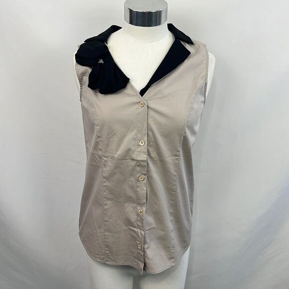Love Moschino Tan with Black Trim Button Tank Top - Picture 1 of 9